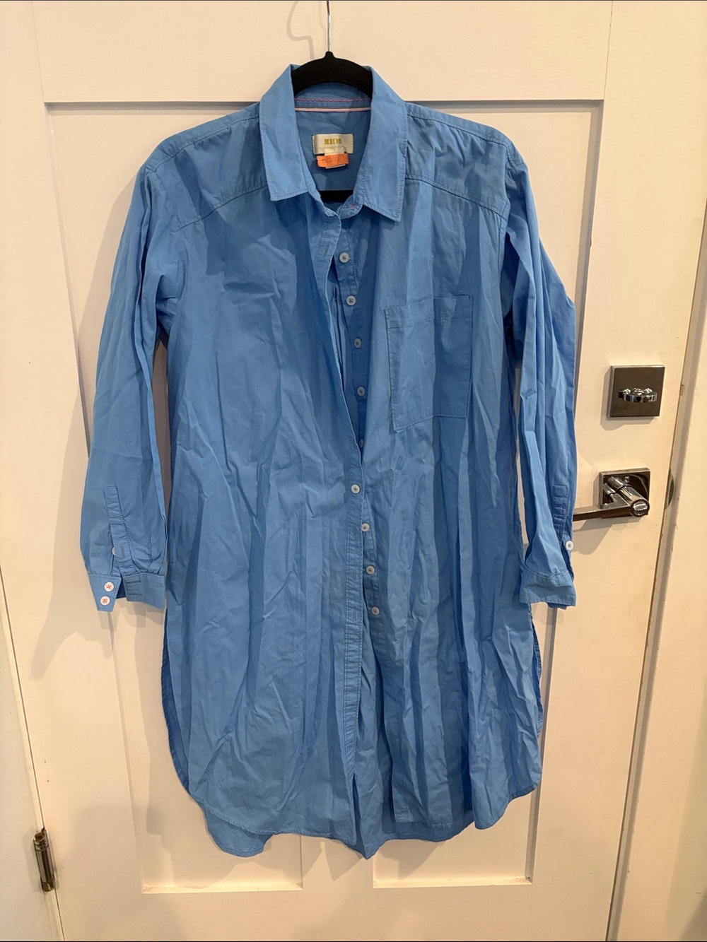Anthropologie Blue Longline Button-Up Shirt Dress